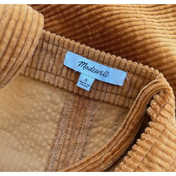 Madewell Corduroy Overall Mini Dress Yellow Brown Pockets Adjustable Straps Smal - Picture 7 of 14